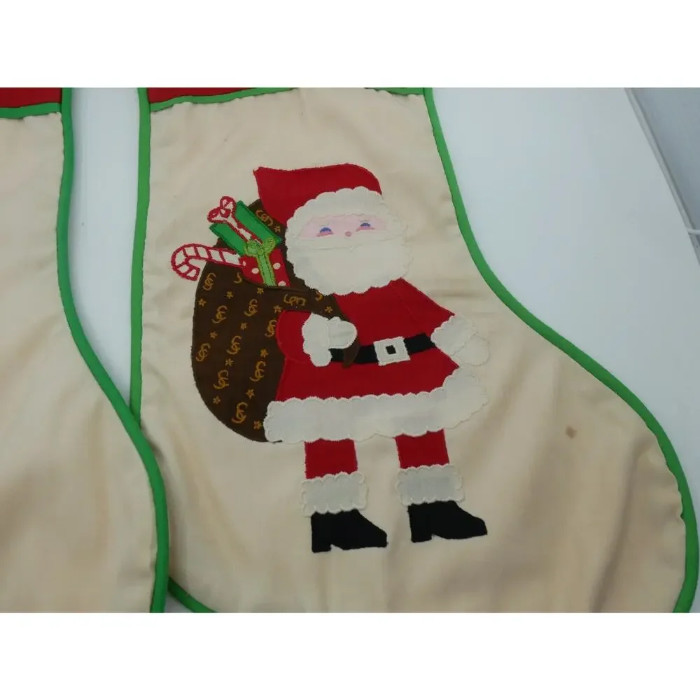 House of Hatten Joyce Miller Christmas Stockings Santa and Mrs. Claus Pair